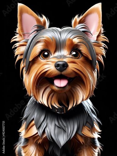 cartoon portrait of a yorkshire terrier dog isolated o background