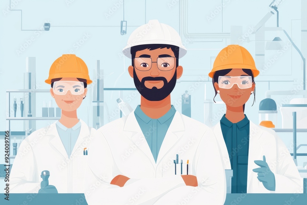 Diverse Hand-Drawn Engineers in Vibrant Innovation Lab Embracing Inclusivity | Vector Illustration of Technical Occupations Diverse Hand-Drawn Engineers in Vibrant Innovation Lab Embracing Inclusivity | Vector Illustration of Technical Occupations