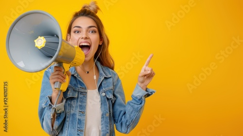 The woman with megaphone photo