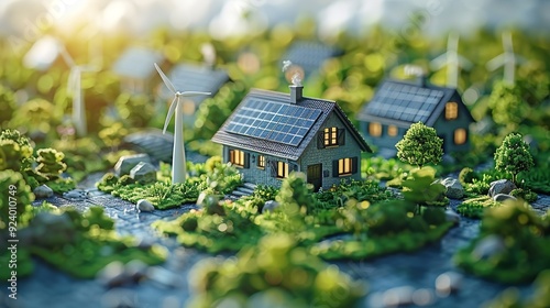Showcase the role of renewable energy in reducing CO2 emissions with a graphic depicting solar panels, wind turbines, and other clean technologies contributing to a sustainable future. high