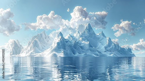 Visualize the impact of global warming on polar ice caps with a graphic showing melting ice and rising sea levels, highlighting the urgent need for emission reduction and climate action. high