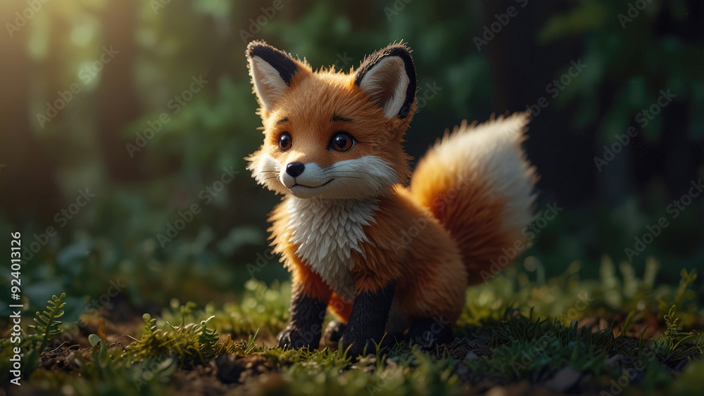cute small toy red fox cub cute small toy red fox cub