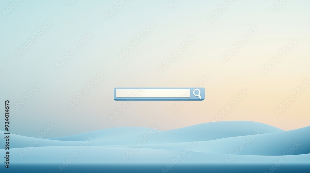 A 3D search bar floating above a digital landscape, casting a light that reveals hidden paths, symbolizing search guidance A 3D search bar floating above a digital landscape, casting a light that reveals hidden paths, symbolizing search guidance