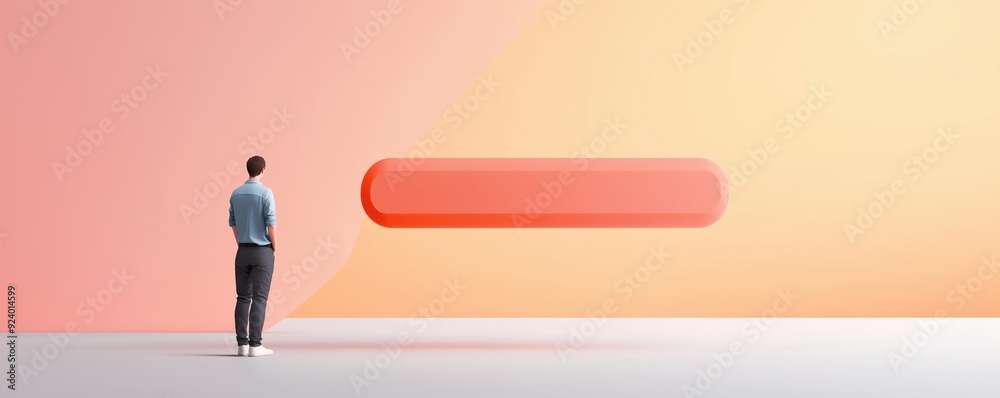 Obraz premium A 3D search bar floating through a virtual reality environment, representing immersive search experiences