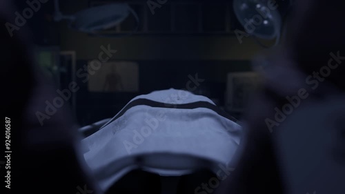 Morgue, three dead bodies ready for autopsy