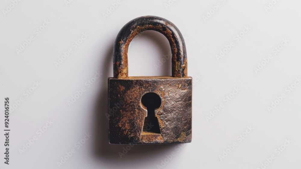 Padlock symbolizes security and data protection on white background Padlock symbolizes security and data protection on white background