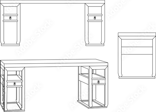 Vector sketch illustration silhouette design interior decoration table modern traditional ethnic vintage chinese furniture 