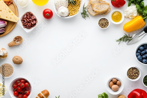 Wallpaper Mural A organized variety of healthy foods displayed on a clean white background Torontodigital.ca