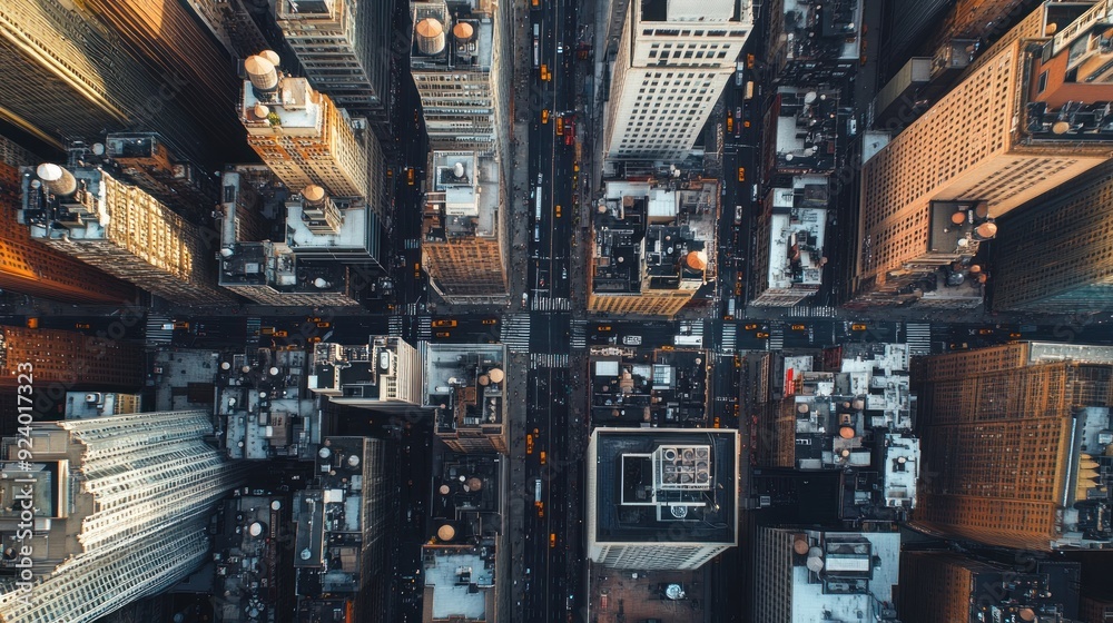 Aerial View of a Dense Urban Cityscape with Intersecting Streets Aerial View of a Dense Urban Cityscape with Intersecting Streets