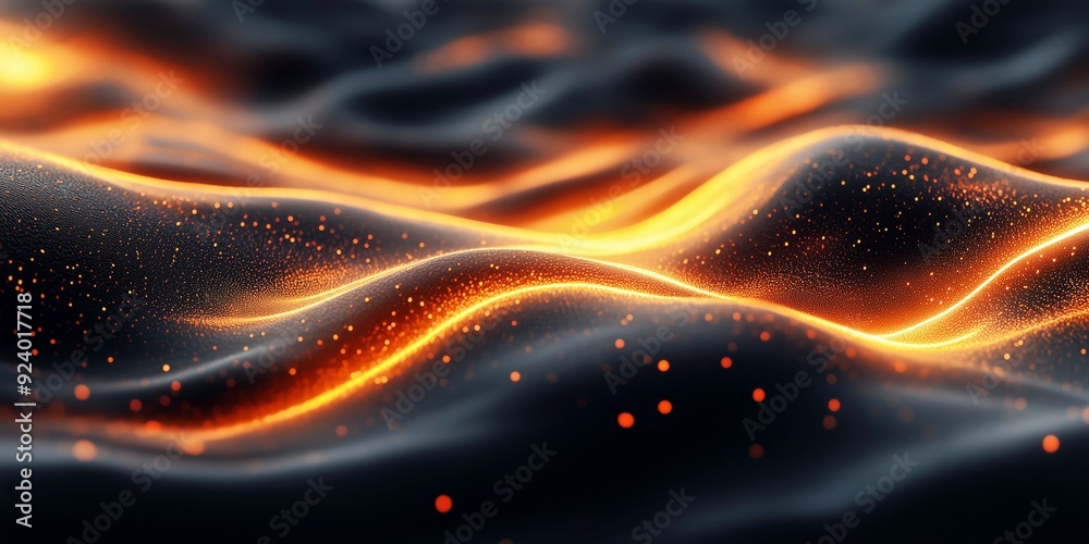Fototapeta premium Dark background with glowing orange lava waves, perfect for dynamic and energetic digital art and wallpapers 