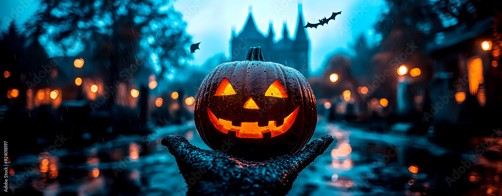 Halloween. Sinister Jack-o'-lantern pumpkin Halloween. Sinister Jack-o'-lantern pumpkin