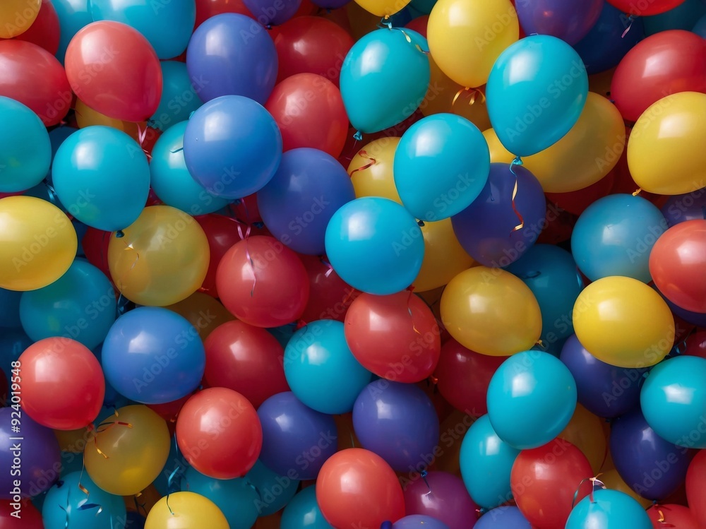 A sea of colorful balloons floating in the blurred background of the festival. A sea of colorful balloons floating in the blurred background of the festival.