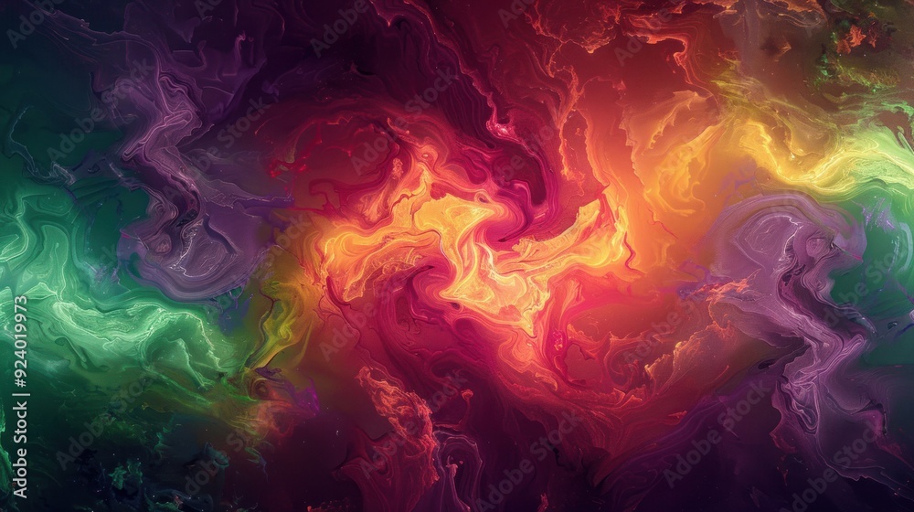 Fototapeta premium The background of a colorful, spinning whirlwind, consisting of bright shades of red, orange, yellow, green and.