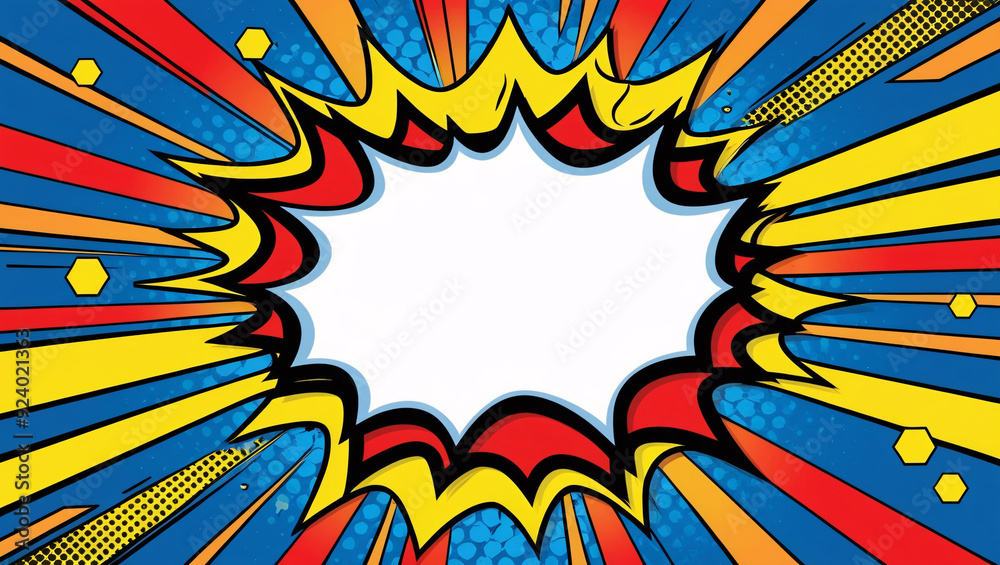 Fototapeta premium comic abstract pop art background with thunder illustration