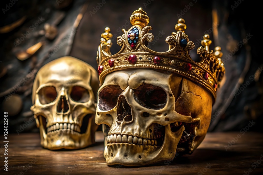 Golden skull with a golden crown Golden skull with a golden crown