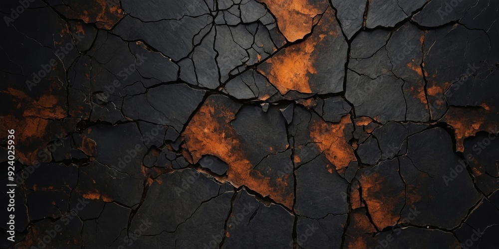 The image captures the rustic charm of a cracked black surface with hints of orange rust, showcasing an abstract, weathered style This background suggests themes of time's effect on materials. The image captures the rustic charm of a cracked black surface with hints of orange rust, showcasing an abstract, weathered style This background suggests themes of time's effect on materials.