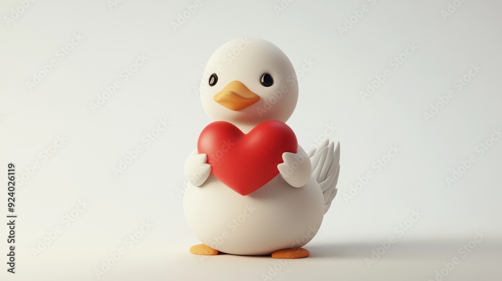 Adorable Duckling Holding A Heart-Shaped Object, Captivating Minimalist Artwork Adorable Duckling Holding A Heart-Shaped Object, Captivating Minimalist Artwork