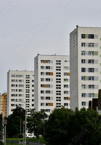 City landscape of panel multi-storey buildings.