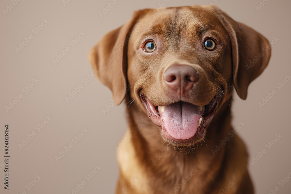 Happy Chocolate Labrador Retriever with a shiny brown coat, smiling and looking directly at the camera, against a soft beige background.
Happy Chocolate Labrador Retriever with a shiny brown coat, smiling and looking directly at the camera, against a soft beige background.