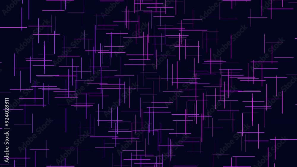 An abstract black and purple grid pattern with thin, evenly spaced lines creates a geometric design. The repeated pattern adds movement and depth
