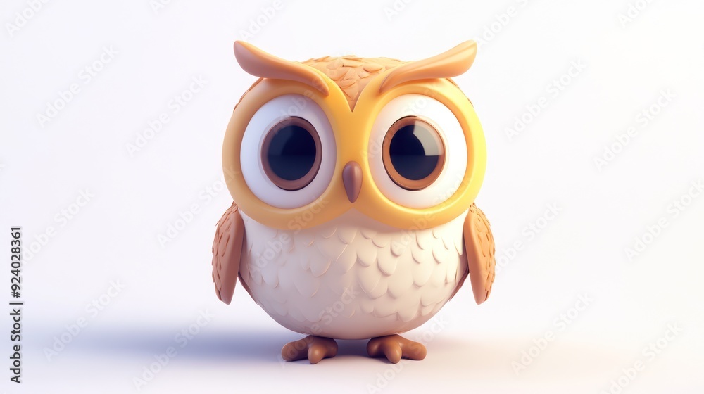 Adorable Cartoon Owl Figurine with Big Eyes and Warm Color Palette Adorable Cartoon Owl Figurine with Big Eyes and Warm Color Palette