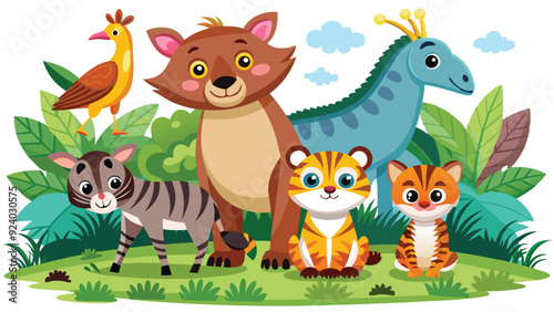 Wallpaper Mural Kids style drawing doodle animals isolated EPS Vector Images Torontodigital.ca