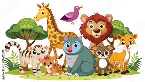 Wallpaper Mural Kids style drawing doodle animals isolated EPS Vector Images Torontodigital.ca