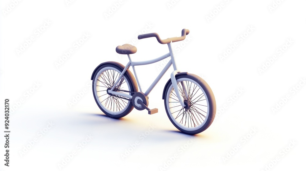 Minimalist White Bicycle with Clean Background and Soft Lighting Minimalist White Bicycle with Clean Background and Soft Lighting