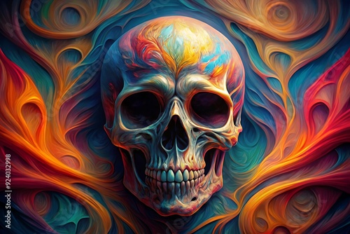 Head skull neon - T-shirt Designs Vector