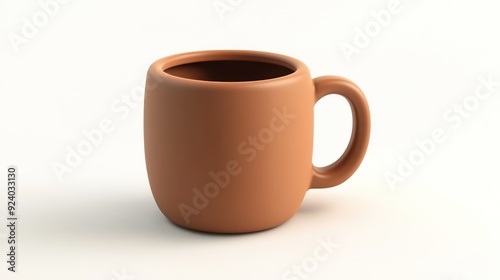 Wallpaper Mural Minimalistic Warm Brown Ceramic Mug with Handle on a White Background Torontodigital.ca