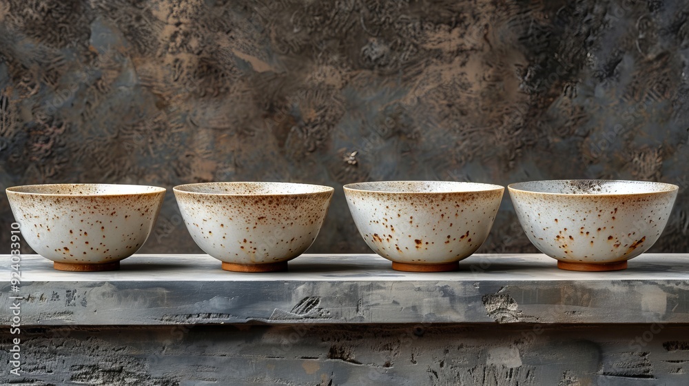 Dark and light colored ceramic bowls stacked on a table Dark and light colored ceramic bowls stacked on a table