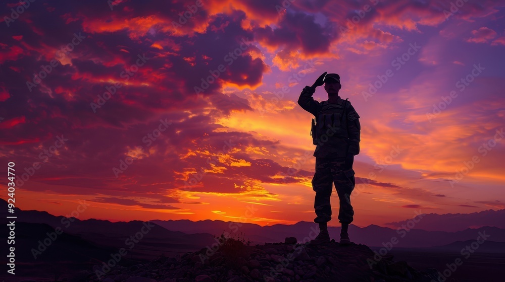 Obraz premium The Soldier at Sunset