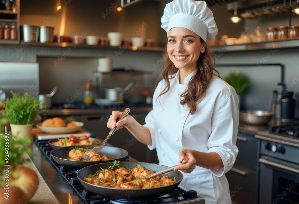 photo of a professional chef cook, cooking appetising meals on a modern commercial kitchen of a restaurant photo of a professional chef cook, cooking appetising meals on a modern commercial kitchen of a restaurant