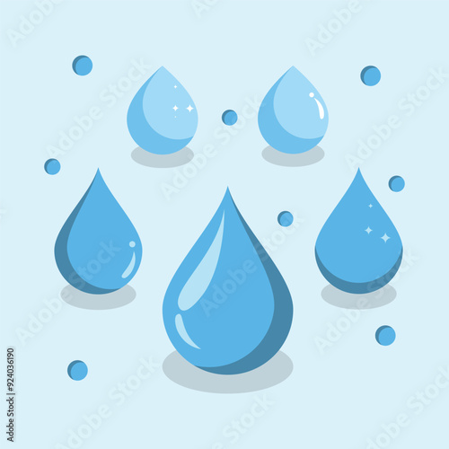 collection of water drop icons in flat design style