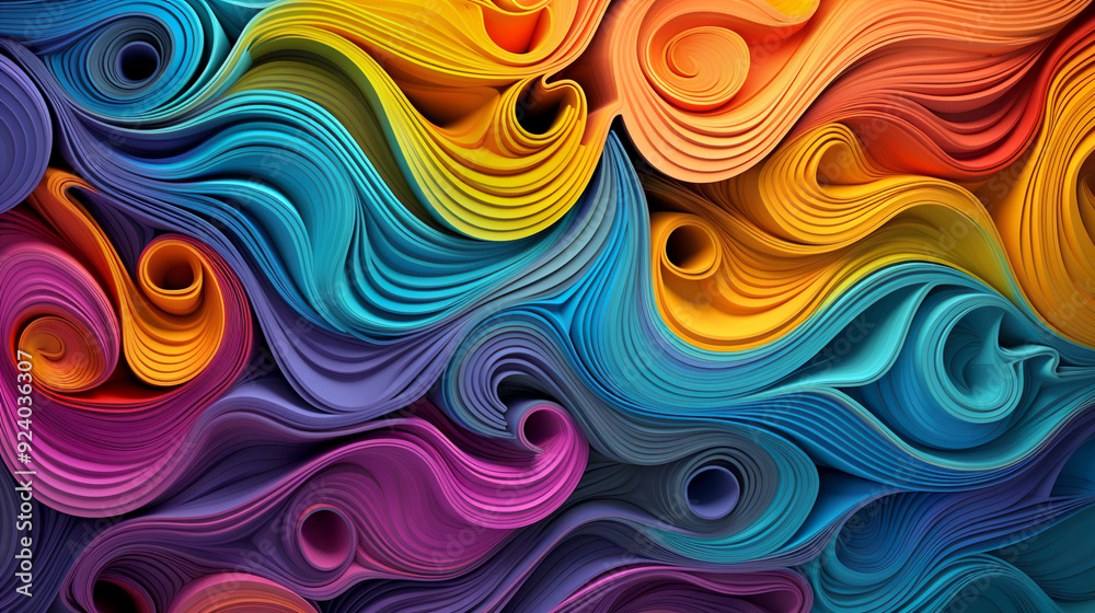Obraz premium abstract colorful background cover with waves ornament circles texture wedding art chic luxury glamorous wallpaper pattern 
