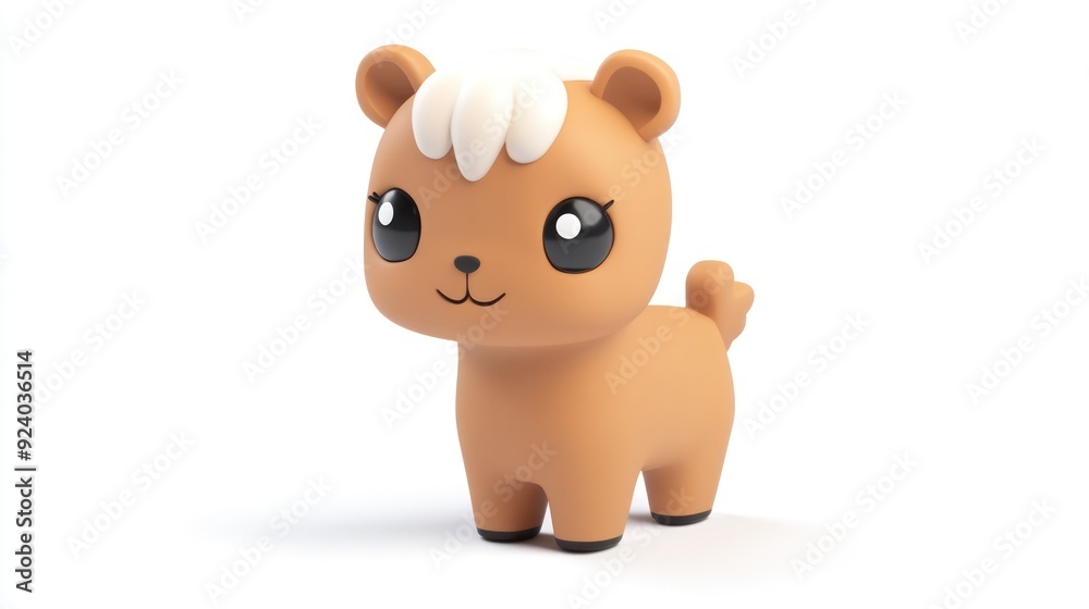 Adorable Brown Cartoon Puppy Figure with Big Eyes and Cute Expression on White Background Adorable Brown Cartoon Puppy Figure with Big Eyes and Cute Expression on White Background