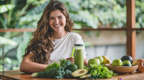 The woman with green smoothie