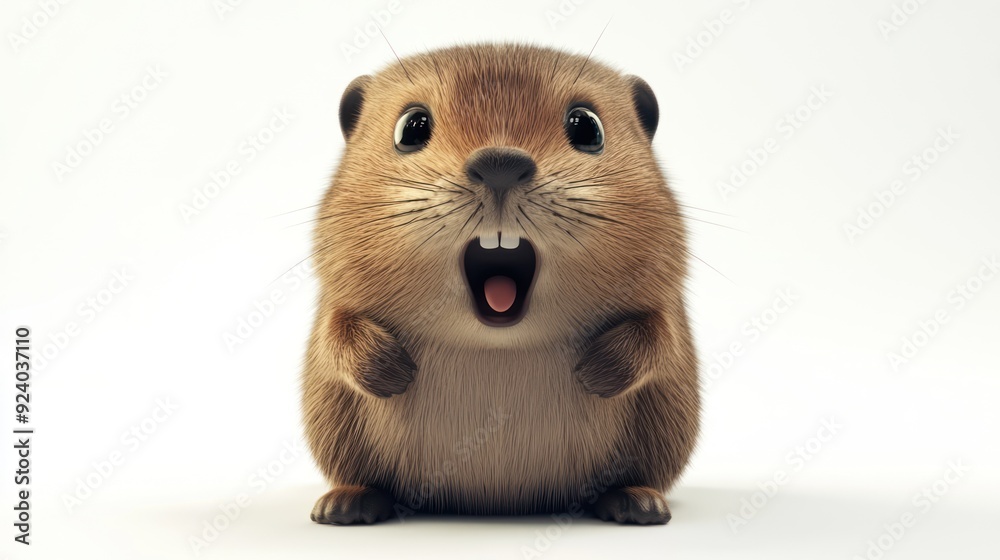 Adorable Surprise: Close-Up of a Surprised Furry Hamster with White Background Adorable Surprise: Close-Up of a Surprised Furry Hamster with White Background