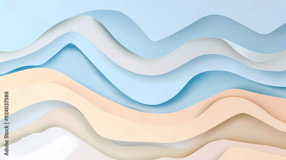 Obraz premium Abstract wavy design in soft colors, creating a serene and modern aesthetic.