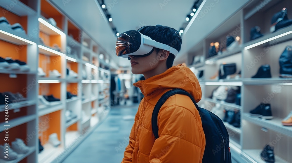 Futuristic Retail Experience with VR and AR: Stores offering VR and AR experiences for shoppers. Futuristic Retail Experience with VR and AR: Stores offering VR and AR experiences for shoppers.