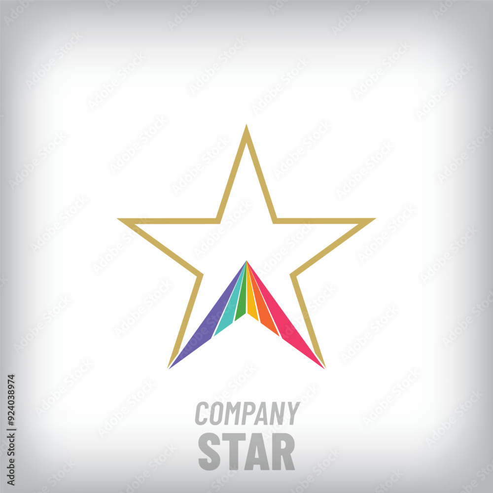 Modern logo set of colorful upward arrow inside unique star. Target, company and growth icon. vector Modern logo set of colorful upward arrow inside unique star. Target, company and growth icon. vector