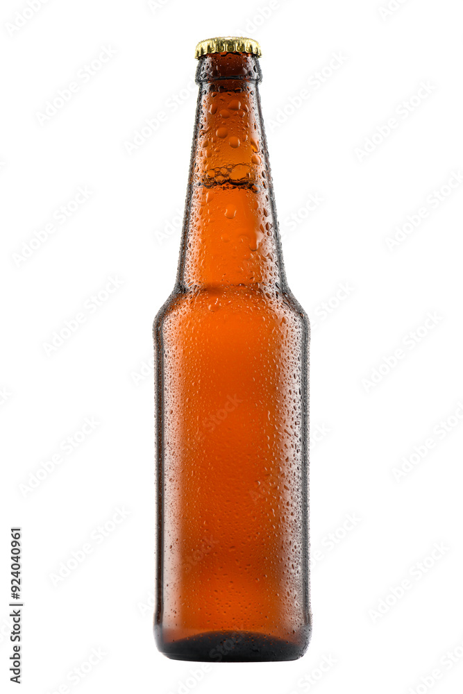 a bottle full of beer, isolated on a white background, a close-up view of the object a bottle full of beer, isolated on a white background, a close-up view of the object