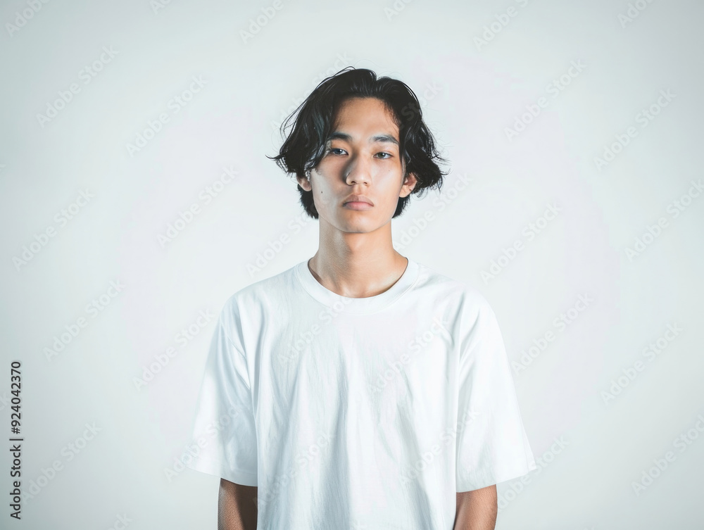 Obraz premium 男, 男性, モデル, シャツ, Tシャツ, 白, 白いシャツ, ファッション, man, male, model, shirt, t-shirt, white, white shirt, fashion