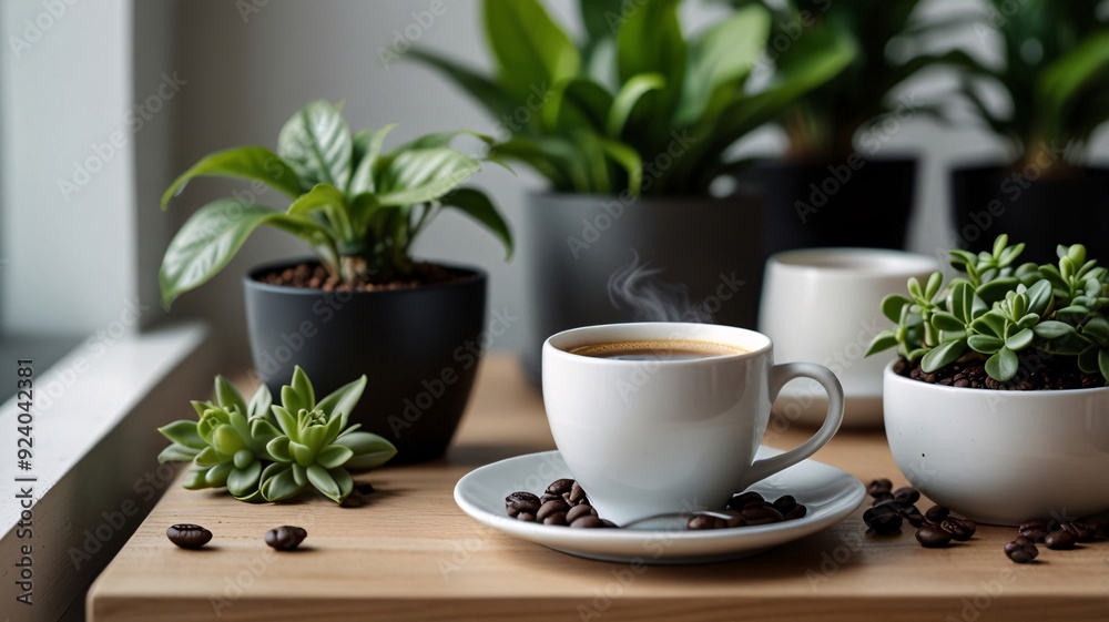 coffee plant pot room, shop decoration, white, gray, black tones, desktop, background image. coffee plant pot room, shop decoration, white, gray, black tones, desktop, background image.