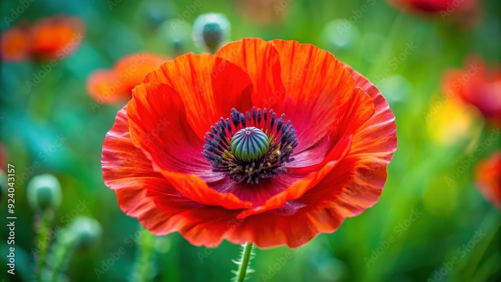 Vibrant red poppy flower in full bloom, poppy, flower, red, vibrant, blooming, garden, nature, plant, beauty, floral, petal Vibrant red poppy flower in full bloom, poppy, flower, red, vibrant, blooming, garden, nature, plant, beauty, floral, petal