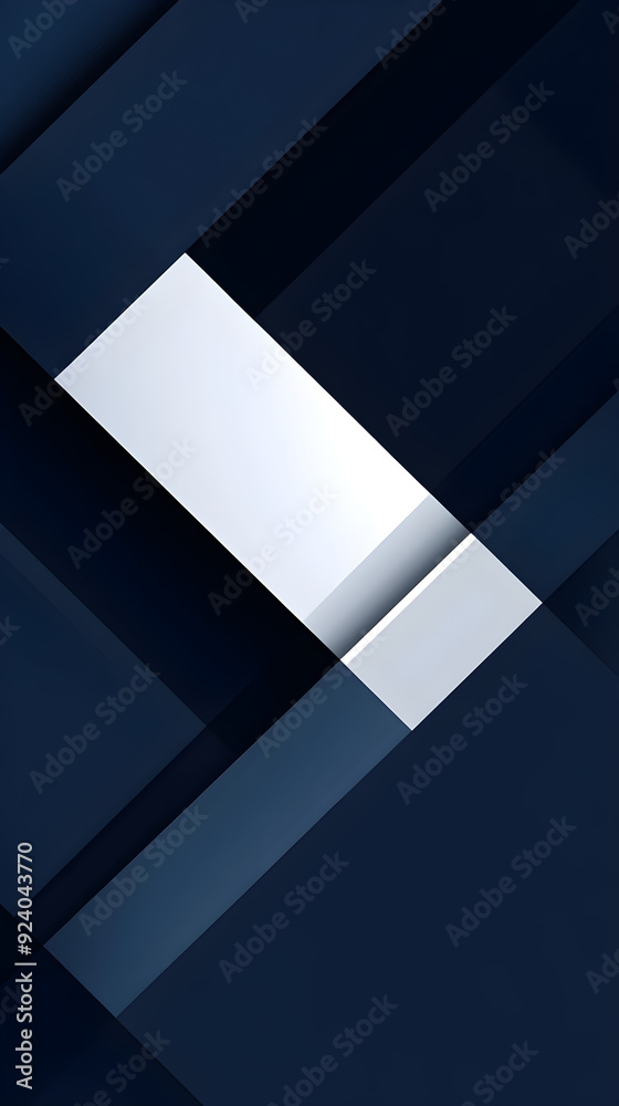 A sleek and modern vertical banner featuring geometric shapes and a minimalistic design in shades of blue and white