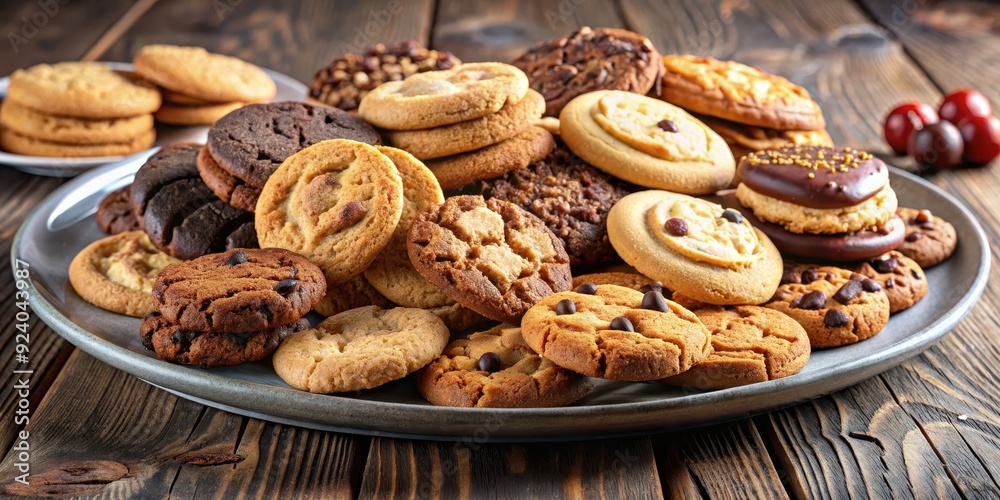 Close-up of assorted delicious cookies on a plate, Kekse, sweet, treat, snack, baked goods, assortment, tasty, homemade Close-up of assorted delicious cookies on a plate, Kekse, sweet, treat, snack, baked goods, assortment, tasty, homemade