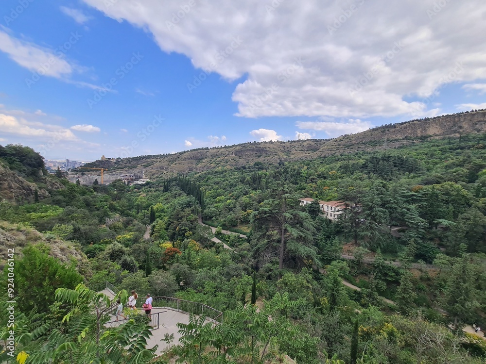 Fototapeta premium top view on the botanical garden in Tbilisi, Georgia