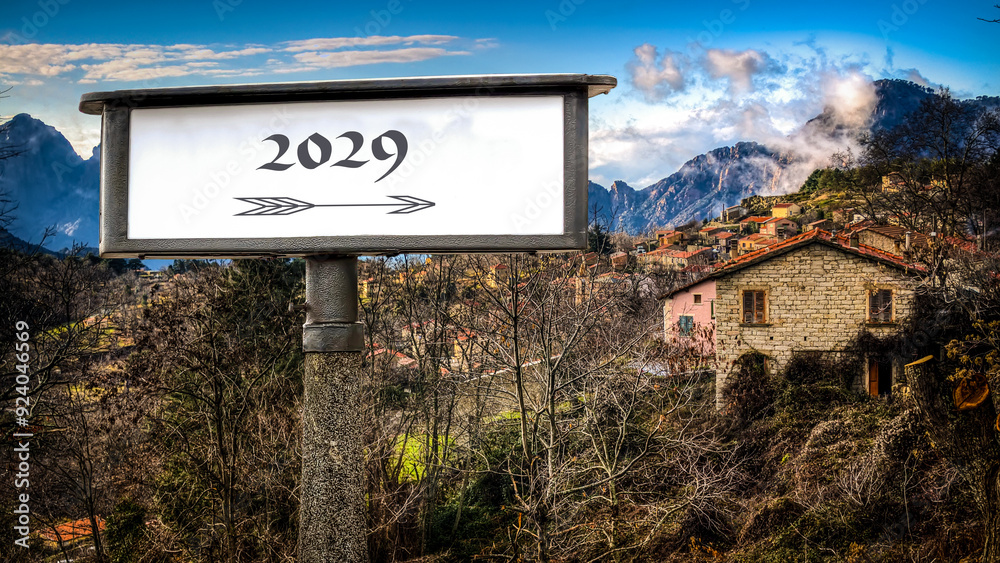 Obraz premium Signposts the direct way to 2029