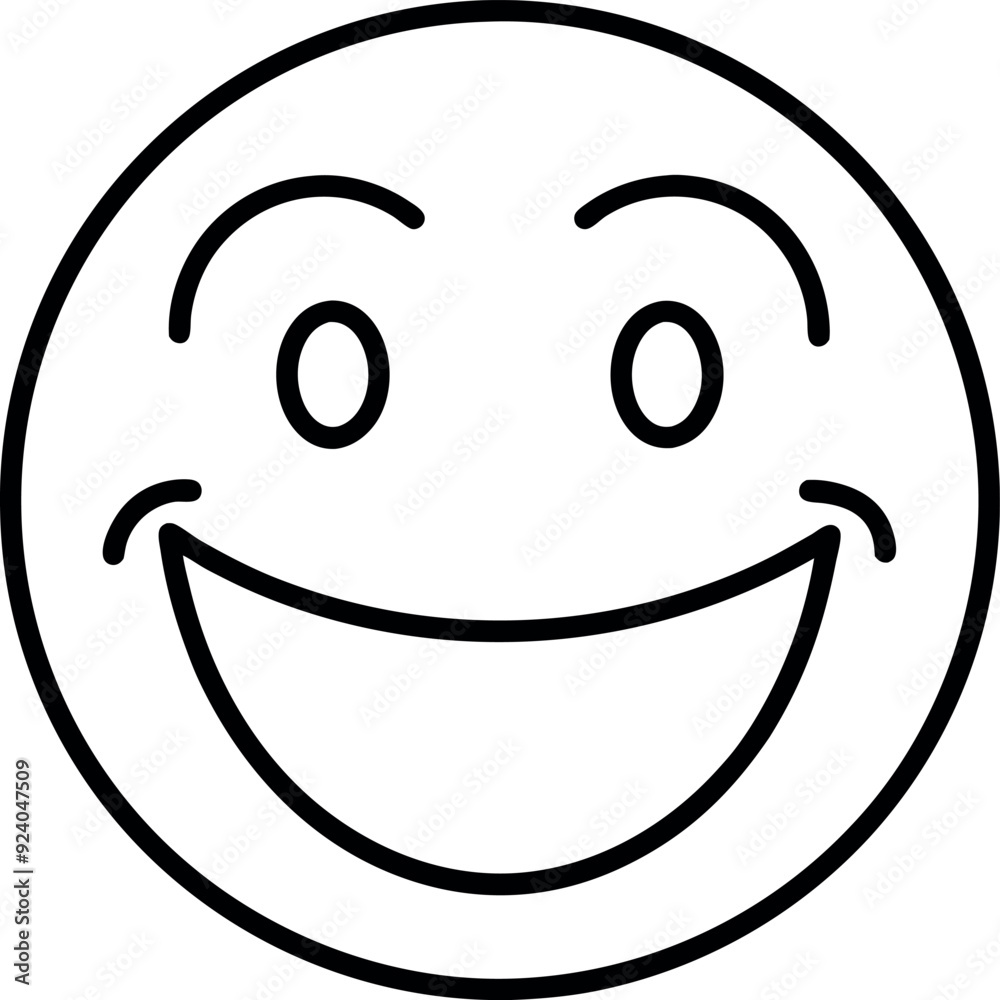 Simple Outline of Happy Smiley Face Emoji Icon Simple Outline of Happy Smiley Face Emoji Icon